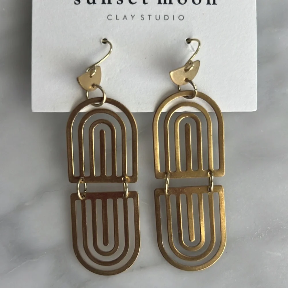 🌼HANDMADE🌼 Bohemian Minimalist Geometric Brass Earrings